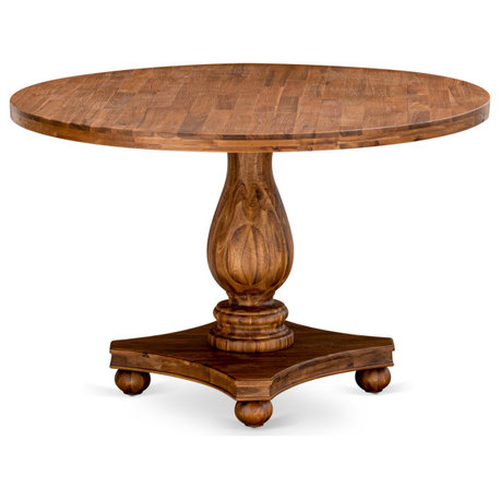 Irving Dining Table, Rustic Rubberwood Table, Sandblasting Antique Walnut Finish