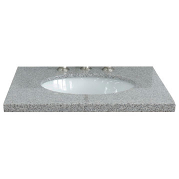 25" Gray Granite Countertop and Single Oval Sink