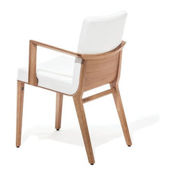 Natural Oak Moritz Arm Chair in Custom Leather by Kai Stania for TON - Dining Chairs