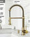 VIGO Edison Pull-Down Kitchen Faucet With Soap Dispenser, Matte Brushed Gold