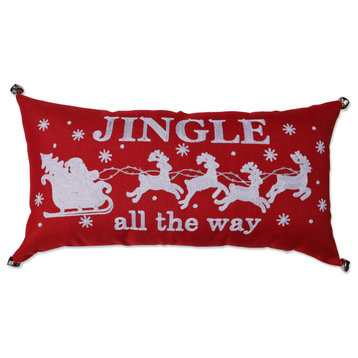 Jingle All The Way Red Rectangular Throw Pillow