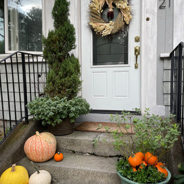 Fall Harvest Window Boxes and Front Steps