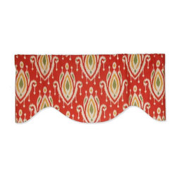 Priority Home and Design - Surat Orange, Red Contemporary Ikat Valance - Valances