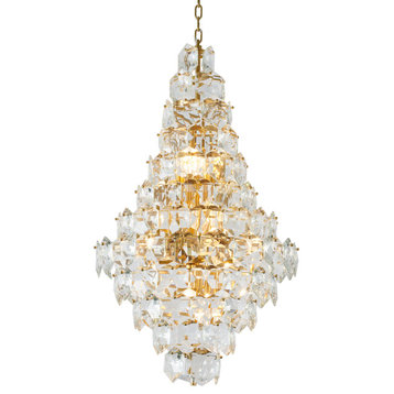 D24" Clear Crystal Chandelier With Brass Hardware