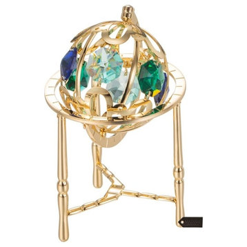 24K Gold Plated Crystal Studded Spinning Globe Ornament