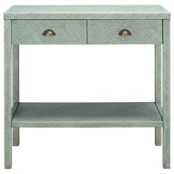 Daisey 2 Drawer 1 Shelf Console Table Turquoise/ Antique Gold