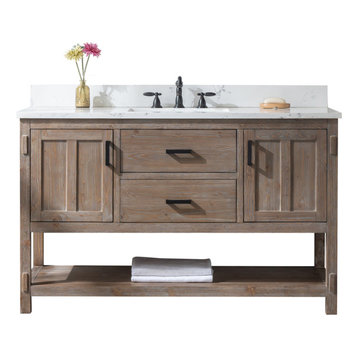 Harvey Farmhouse Bathroom Sink Vanity Brown Spruce, 54"