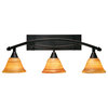 Bow 3 Light Bath Bar, 7" Fire Saturn Glass