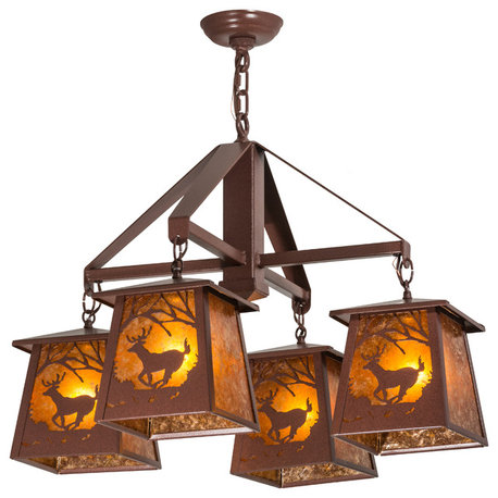 28W Deer at Dawn 4 LT Chandelier