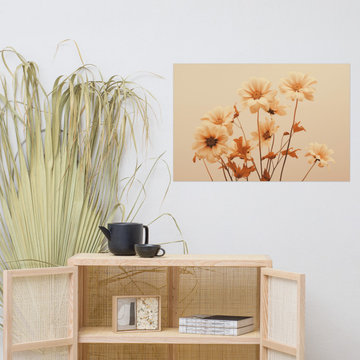 Floral Print Artwork: A Touch of Cream Flowers Minimal Photorealism Painting
