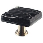 Glass Storm Studios - Black Handmade Glass, Knob - Textured and layered glittering black glass. All our products are handmade to order.  Important: Do not use an electric drill or electric screwdriver.