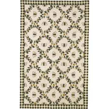 Safavieh Chelsea Hk55A Floral Rug, Ivory/Green, 7'6"x9'6" Oval