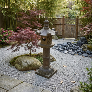 Oriental Zen Gray Stone Hexagon Tower Garden Lantern Statue cs7095