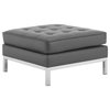 Loft Tufted Button Upholstered Faux Leather Ottoman, Silver Gray
