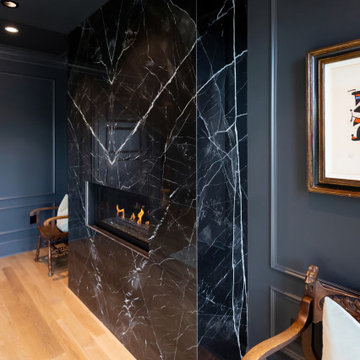 Calacatta Black Large Format Porcelain Fireplace