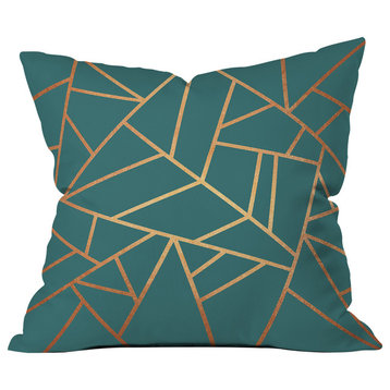 Elisabeth Fredriksson Copper and Teal Throw Pillow, 18"x18"