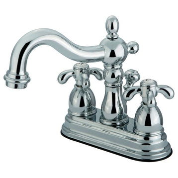 Two Handle 4" Centerset Lavatory Faucet with Brass Pop-up KS1601TX