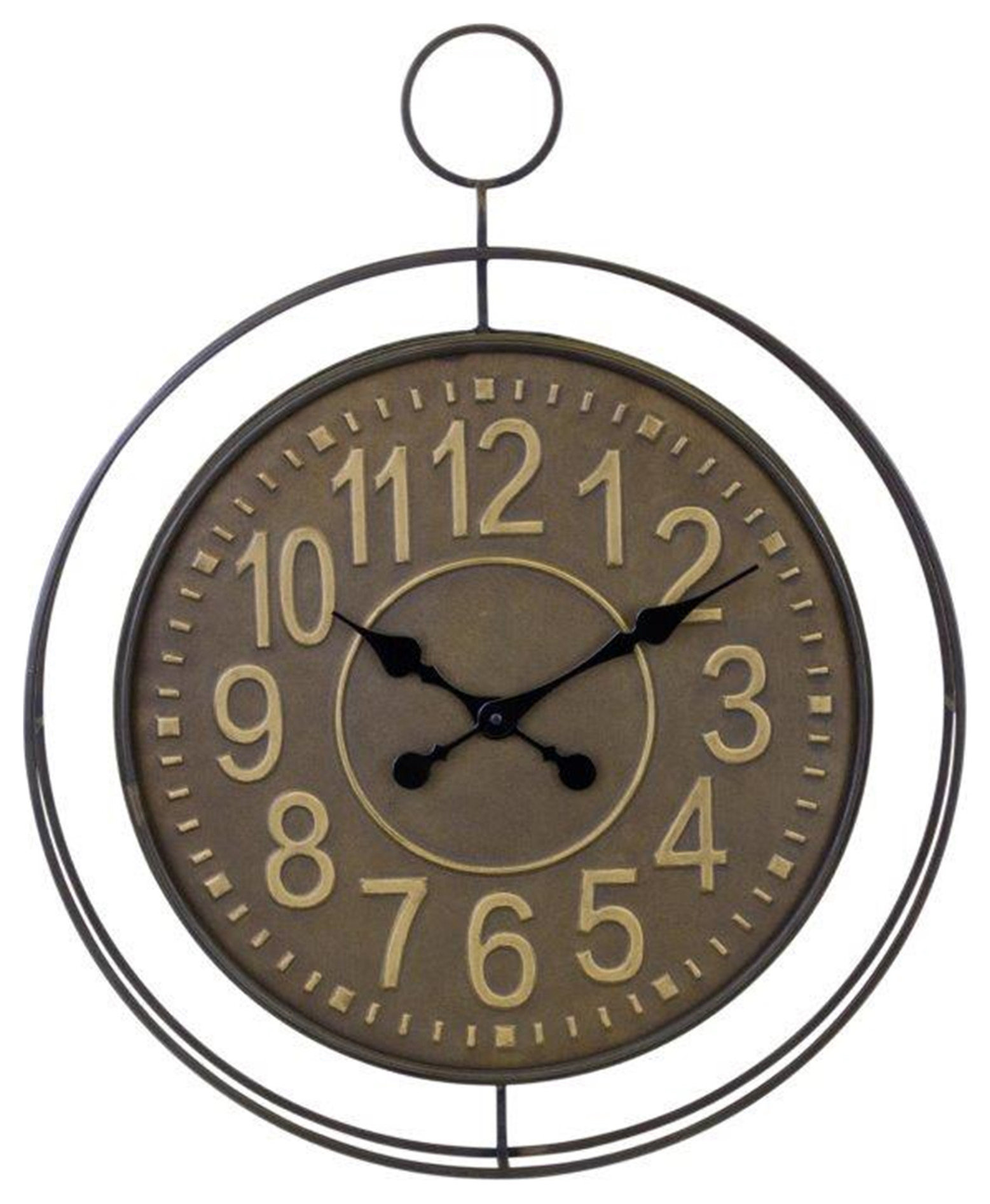 Melrose International Wood Square Clock on Rustic Metal Stand 17.5
