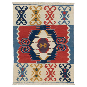 New Handwoven Turkish Kilim Rug 3' 1" x 4', 37 in. x 48 in.