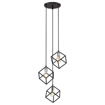 Z-Lite Vertical 3-Light 11" Pendant, Matte Black/Brushed Nickel -478-3MB-BN