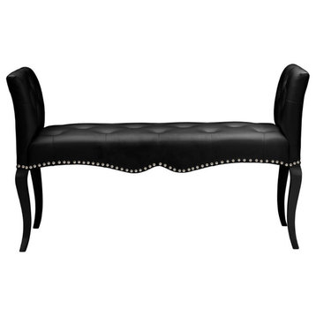 Kristy Modern and Contemporary Faux Leather Classic Seating Bench, Black