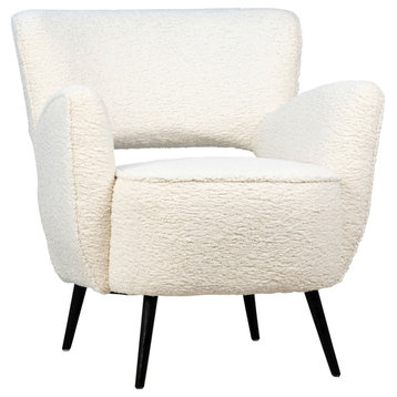 Alana White Faux Sheepskin Upholstered Occasional Arm Chair