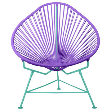Acapulco Indoor/Outdoor Handmade Lounge Chair New Frame Colors, Purple Weave, Mint Frame