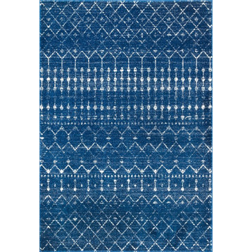 Moroccan Blythe Contemporary Area Rug, Blue, 5'x7'5"