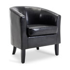 Modern Club Chair Barrel Design, Black