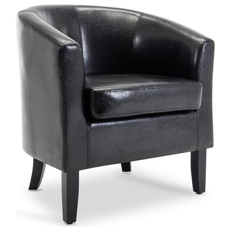 Modern Club Chair Barrel Design, Black