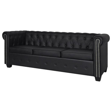 vidaXL Sofa 3 Seater Couch Furniture with Tufted Arms Artificial Leather Black