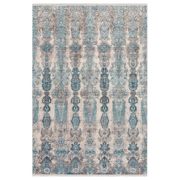 Solar SOR-2312 Rug, Medium Gray and Aqua, 2'x3'