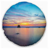 Bluish Calm Sunset and Seashore Seashore Throw Pillow, 20" Round