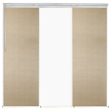 Navajo White-Raisa 3-Panel Track Extendable Vertical Blinds 36-66"x94"
