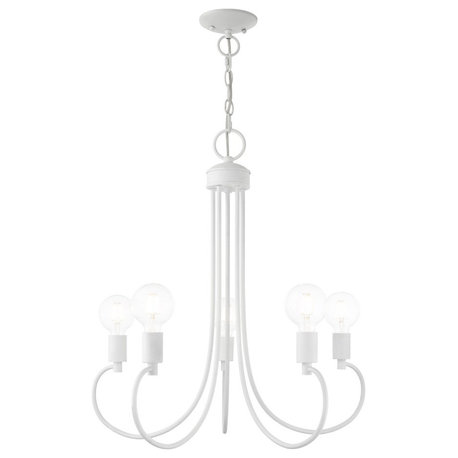 Transitional Five Light Chandelier-White Finish - Chandelier - 218-BEL-4188480