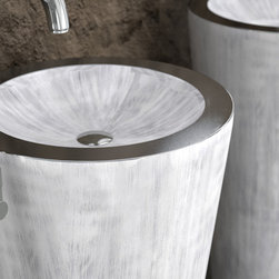 Modern Italian Pedestal Sink | White Silver - Bathroom Sinks