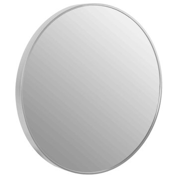 Cortesi Home Opra Mirror, Round 24", Brushed Silver Metal Frame