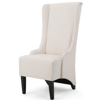 GDF Studio Sheldon Traditional Design High Back Fabric Dining Chair, Beige