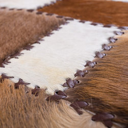 Unique Handmade Cowhide Patchwork Hallway & Stair Runner, Brown White, 6'8"x2'7" - Hall And Stair Runners