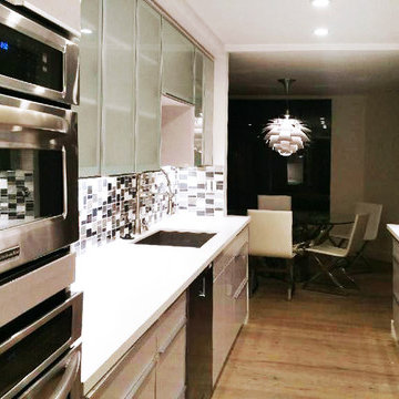Glass Door Wall Cabinet and Chrome HG Base Cabinet
