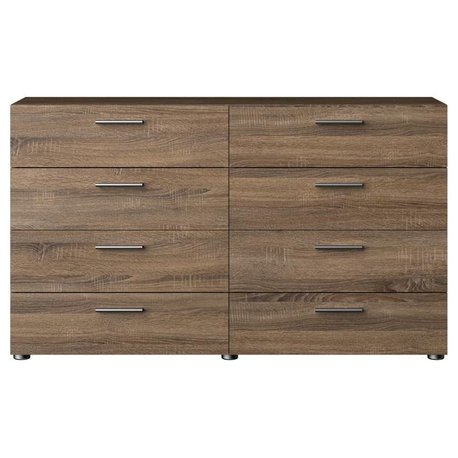 Elegant 8 Drawer Dresser in Truffle Oak for Modern Bedroom Storage Solutions