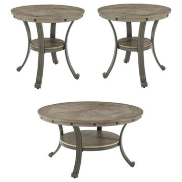 Home Square 3-Piece Set with Coffee Table and 2 Accent Tables in Pewter