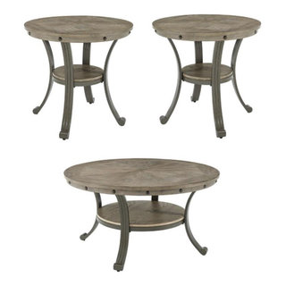 Home Square 3-Piece Set with Coffee Table and 2 Accent Tables in Pewter ...