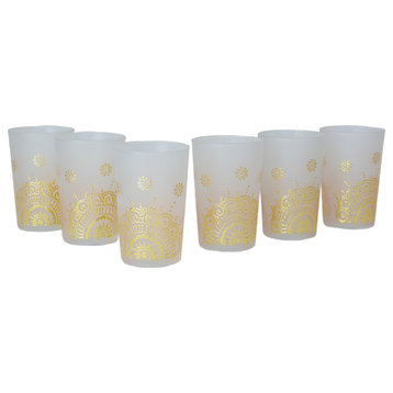 Luxury Ifrane Tea Glasses, Gold in Matte Beige, Set of 6?