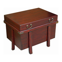 Asian Brown Stain Korean Style Trunk Storage Chest Table - Accent Chests And Cabinets
