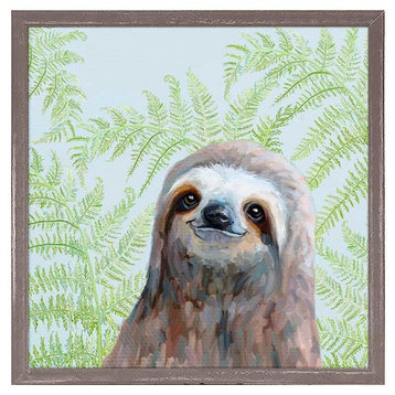"Sloth With Fern" Mini Framed Canvas by Cathy Walters