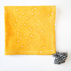 Mustard Batik Dot Linen Napkins - Napkins