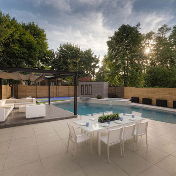 Elegant Landscaping Project with Sports Court, Pool Installation & Water Feature