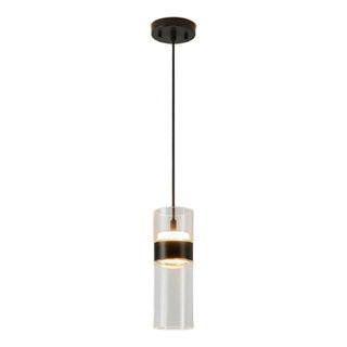 9W LED Integrated Matte Black Up/Down Pendant Lighting with Clear Glass ...