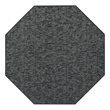 Modern Indoor/Outdoor Commercial Solid Rug - Dark Gray, 7' Octagon Area Rug